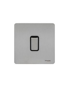 Schneider Electric GU1412BSS Ultimate Screwless Flat Plate 16AX Single 2-Way Switch Stainless Steel Black Insert